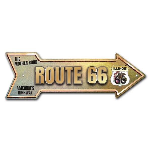 Route 66 Illinois Arrow Sign Funny Home Decor 30in Wide